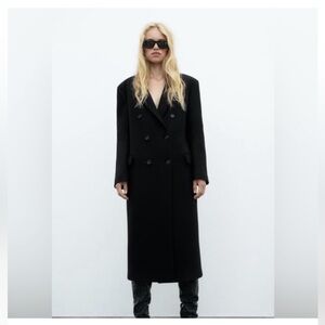 ZARA Black Double-Breasted Oversized Wool Long Coat
Size M NWT.